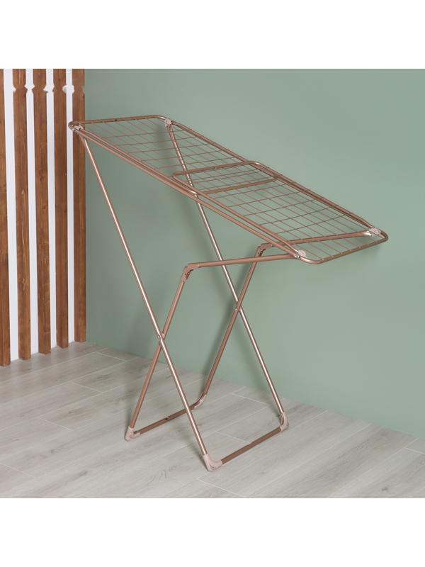 Сушилка для белья напольная складная, рабочая длина 20 м, высота от пола 95 см, ширина 54 см, цвет розовое золото