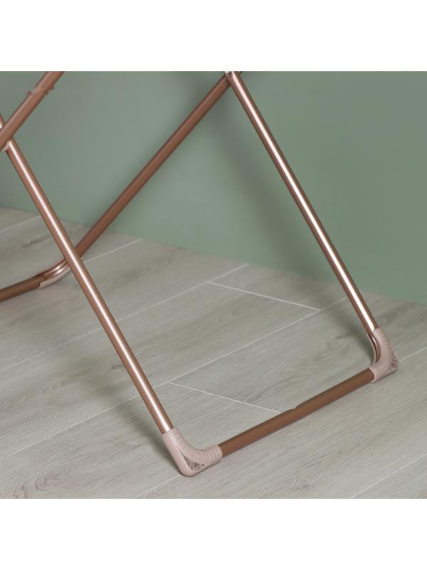 Сушилка для белья напольная складная, рабочая длина 20 м, высота от пола 95 см, ширина 54 см, цвет розовое золото