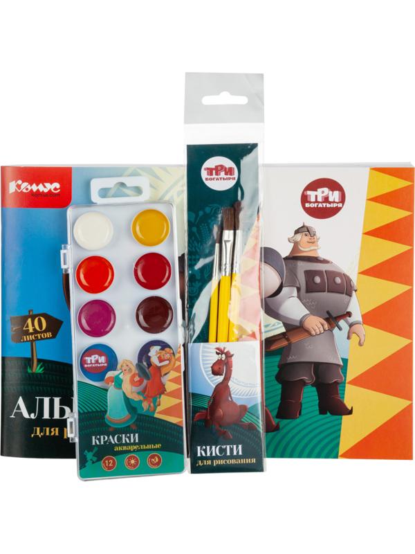 Набор школьный для рисования КОМУС Три Богатыря 5 предметов