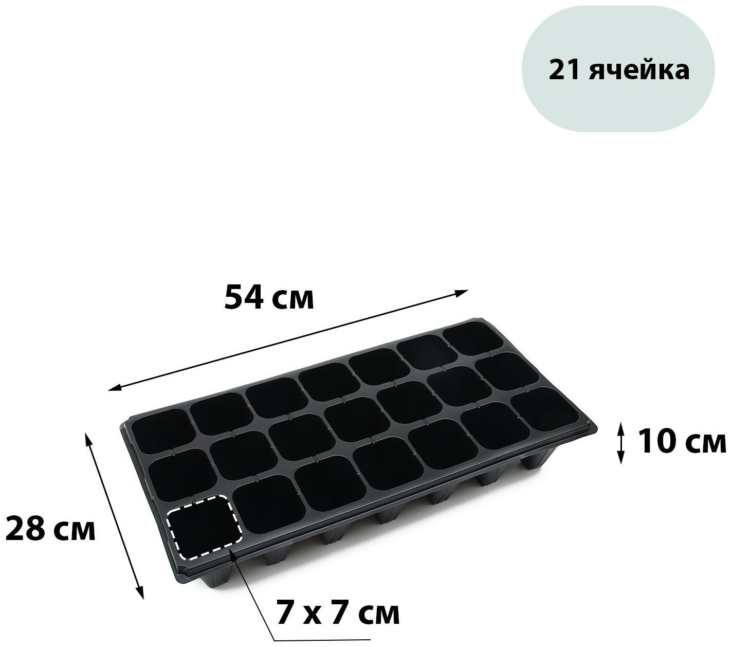 Кассета для выращивания рассады Greengo на 21 ячейку, по 250 мл, из пластика, 54 × 28 × 10 см