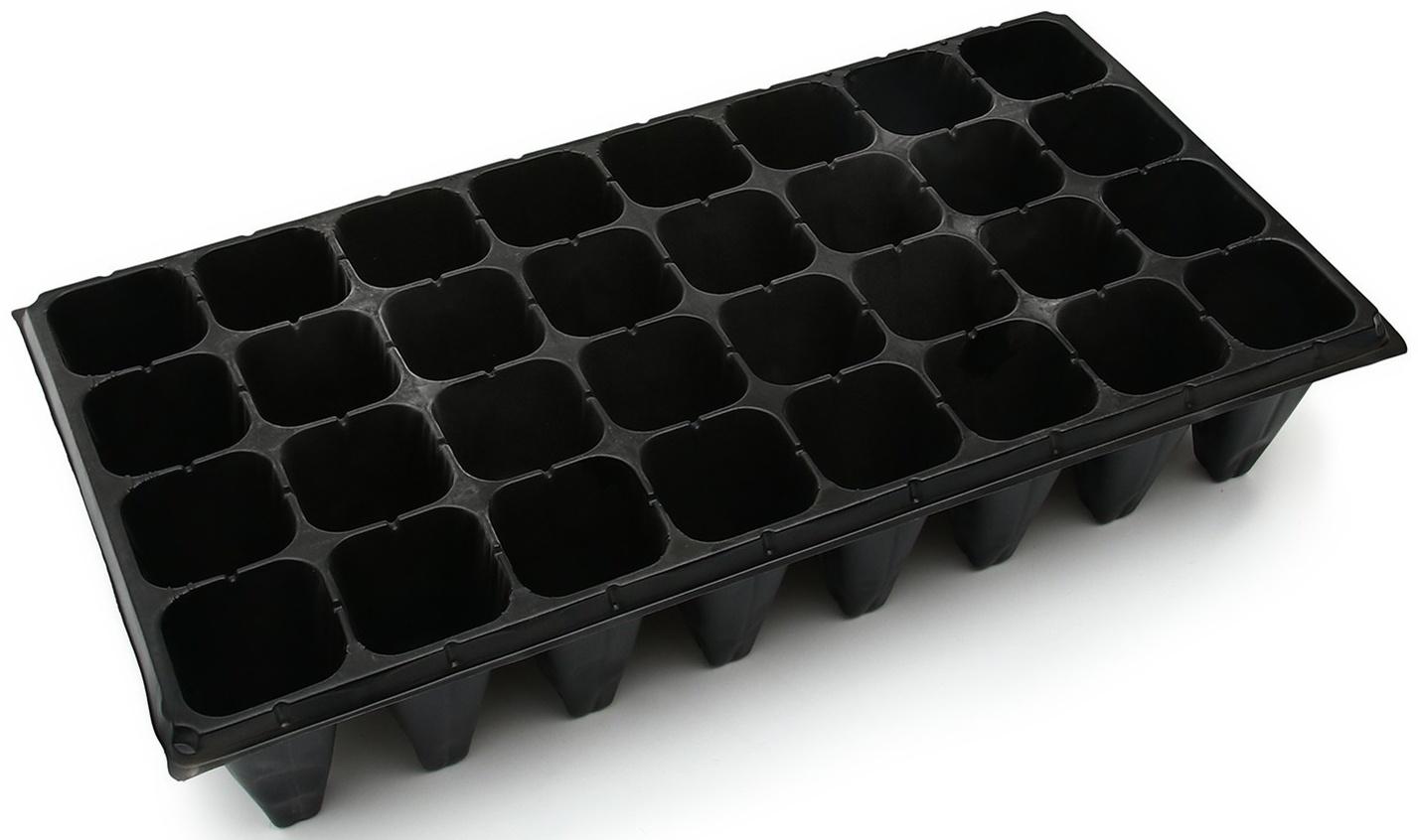 Кассета для выращивания рассады Greengo на 32 ячейки, по 180 мл, из пластика, чёрная, 51 × 28 × 10 см
