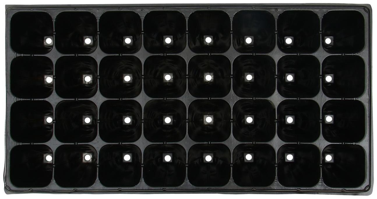 Кассета для выращивания рассады Greengo на 32 ячейки, по 180 мл, из пластика, чёрная, 51 × 28 × 10 см