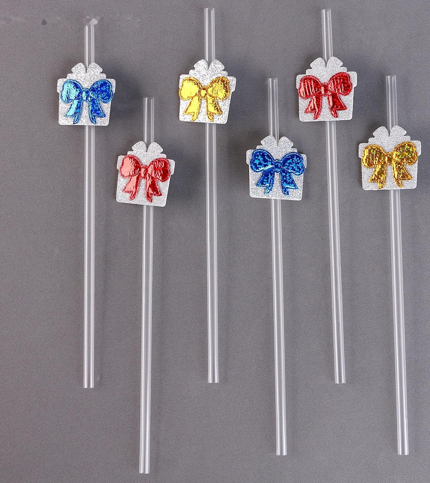 Трубочки «Подарки», в наборе 6 шт., серебро