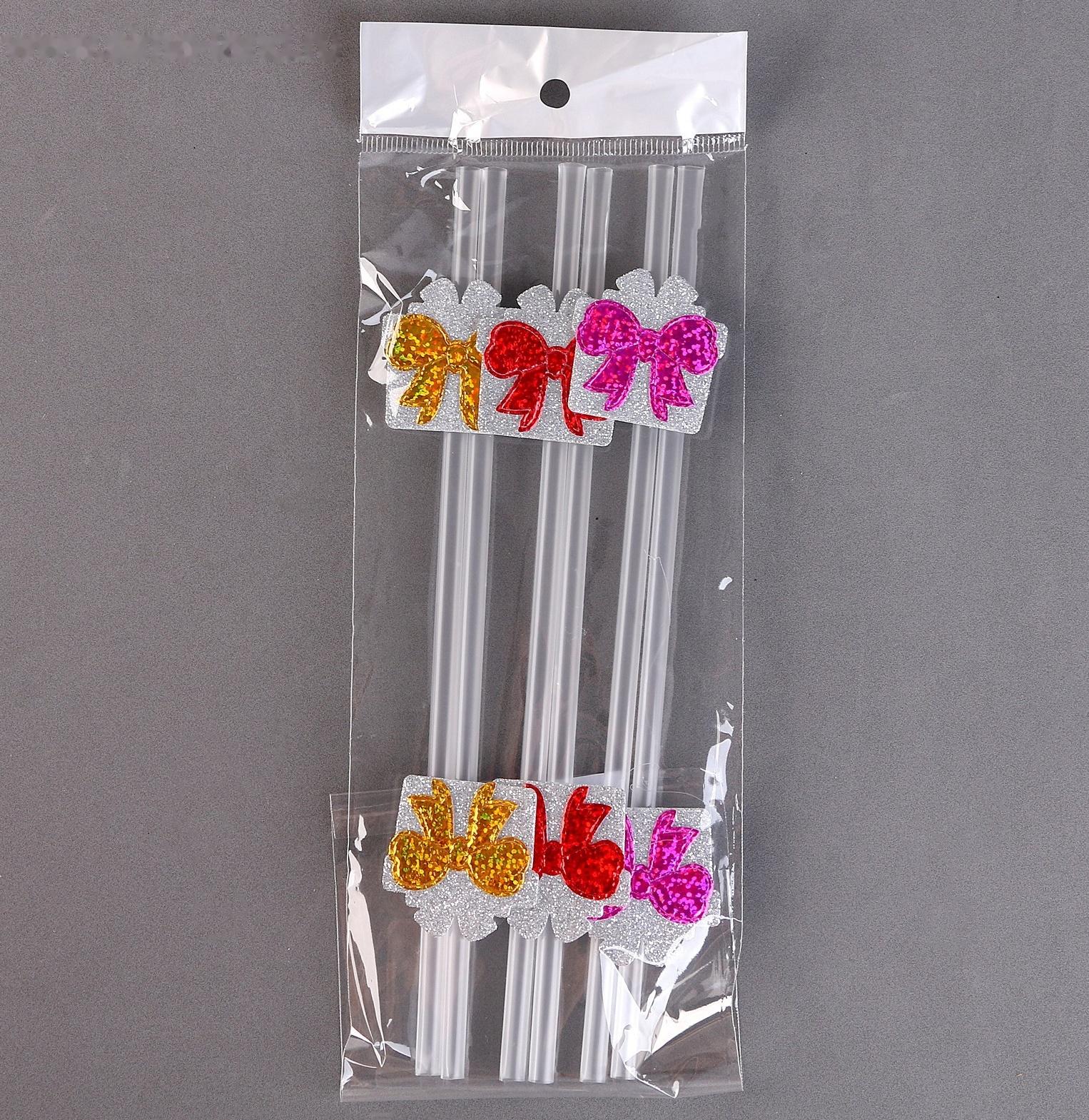 Трубочки «Подарки», в наборе 6 шт., серебро