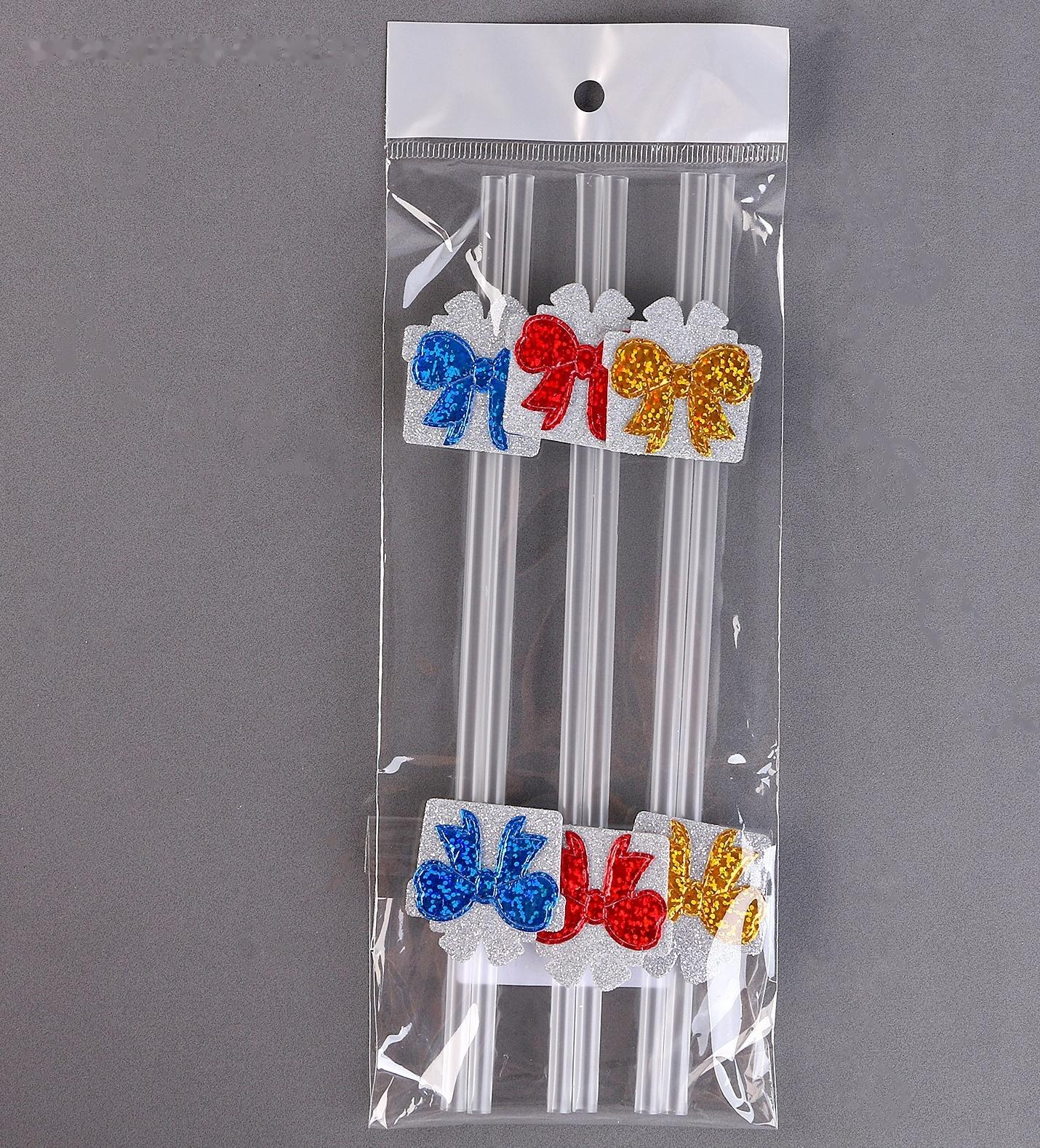 Трубочки «Подарки», в наборе 6 шт., серебро