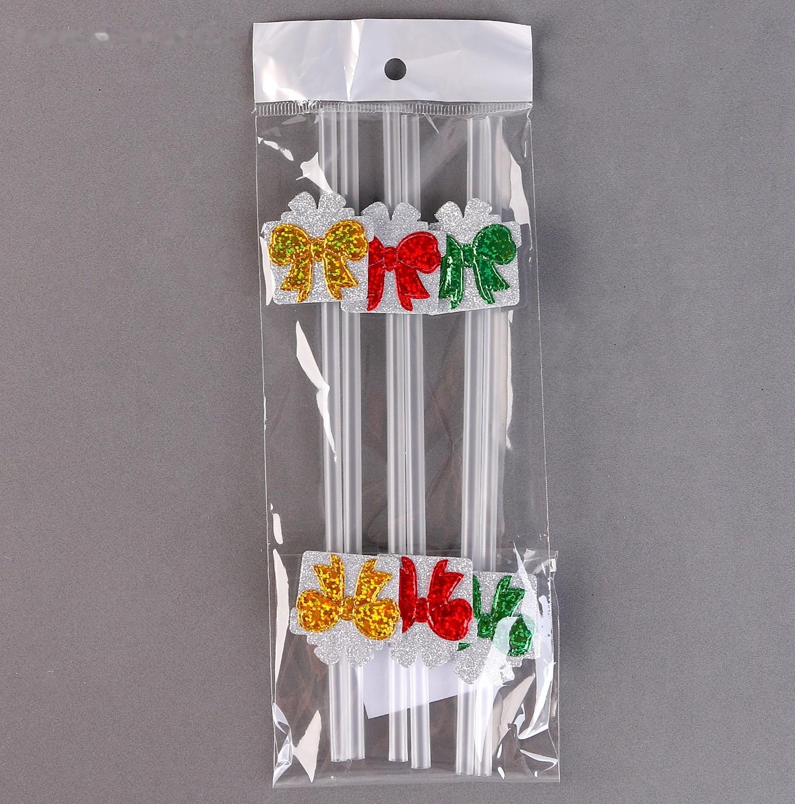 Трубочки «Подарки», в наборе 6 шт., серебро