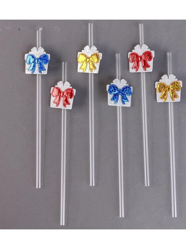 Трубочки «Подарки», в наборе 6 шт., серебро