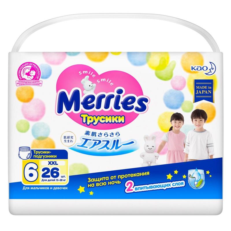 Подгузники -трусики MERRIES  XXL 15-28 кг 26шт/уп 62020325