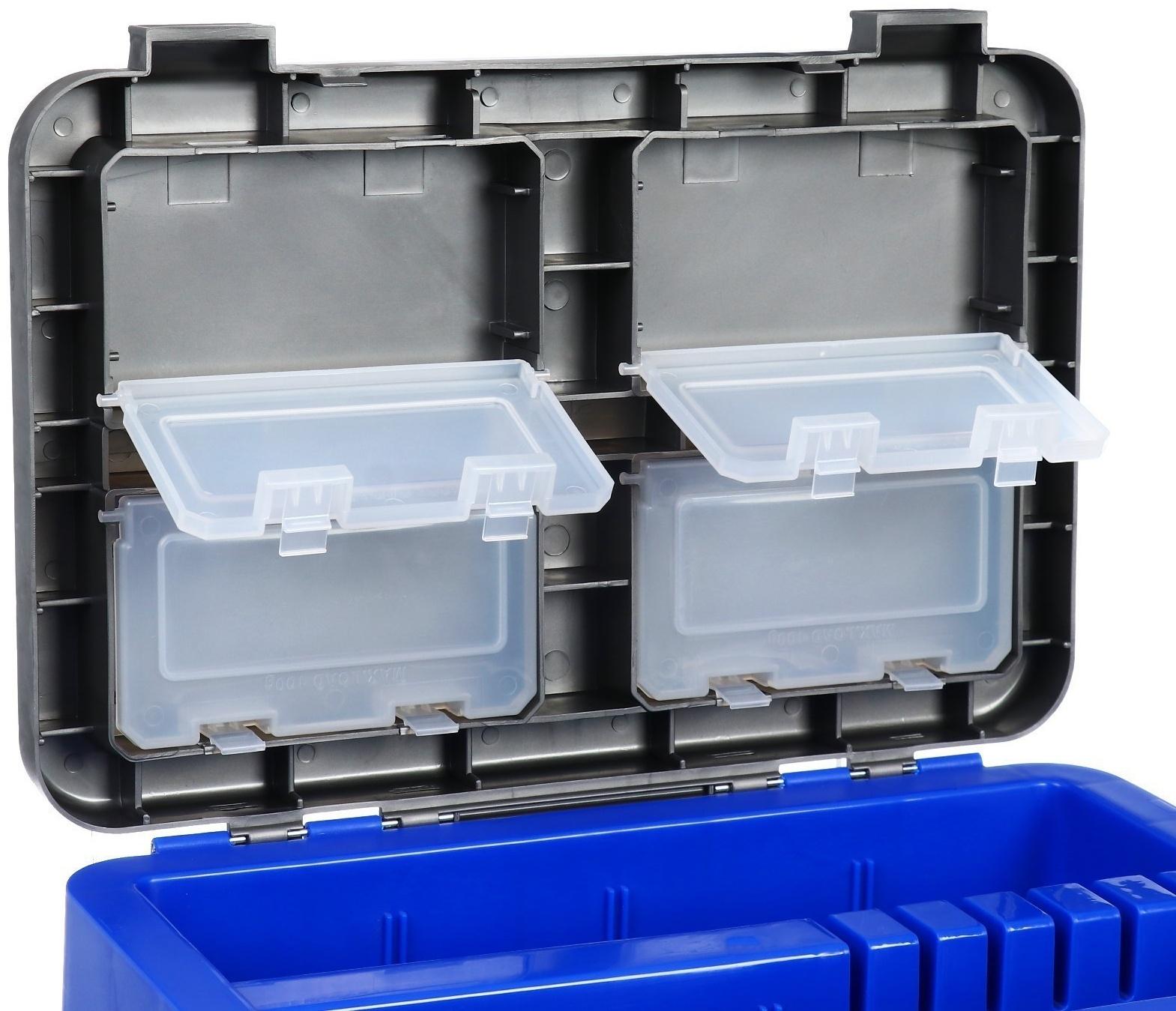 Ящик зимний HELIOS двухсекционный, цвет серо-синий