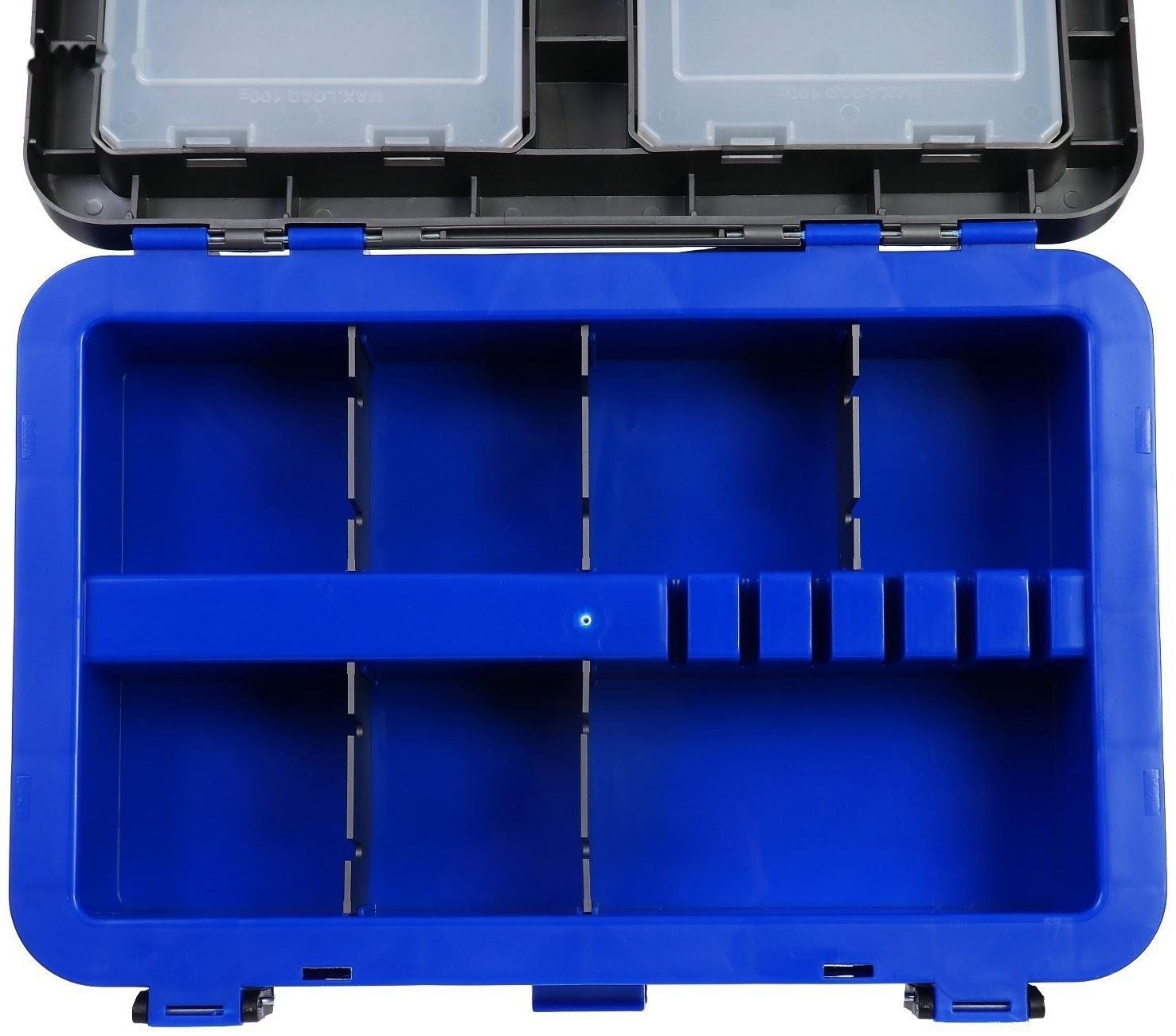 Ящик зимний HELIOS двухсекционный, цвет серо-синий