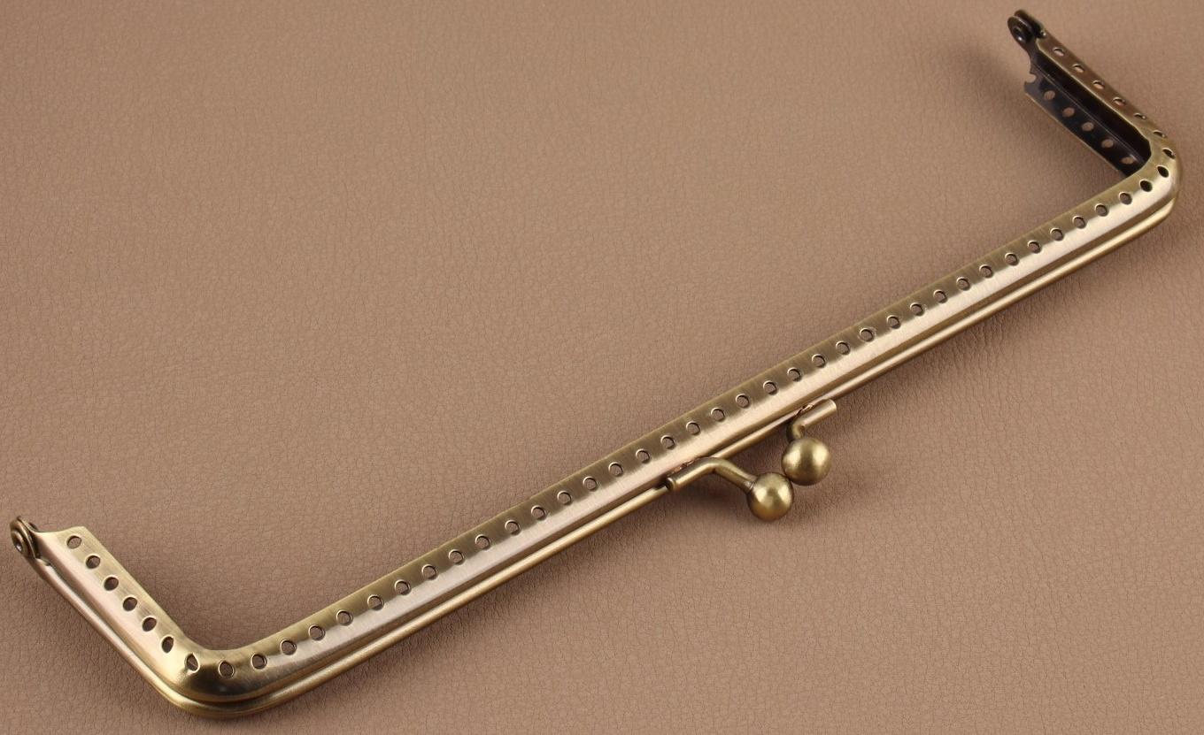 Фермуар пришивной «Прямоугольник», 20 × 6 см, цвет бронзовый