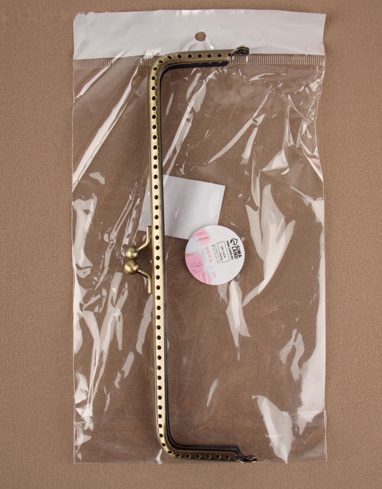 Фермуар пришивной «Прямоугольник», 20 × 6 см, цвет бронзовый