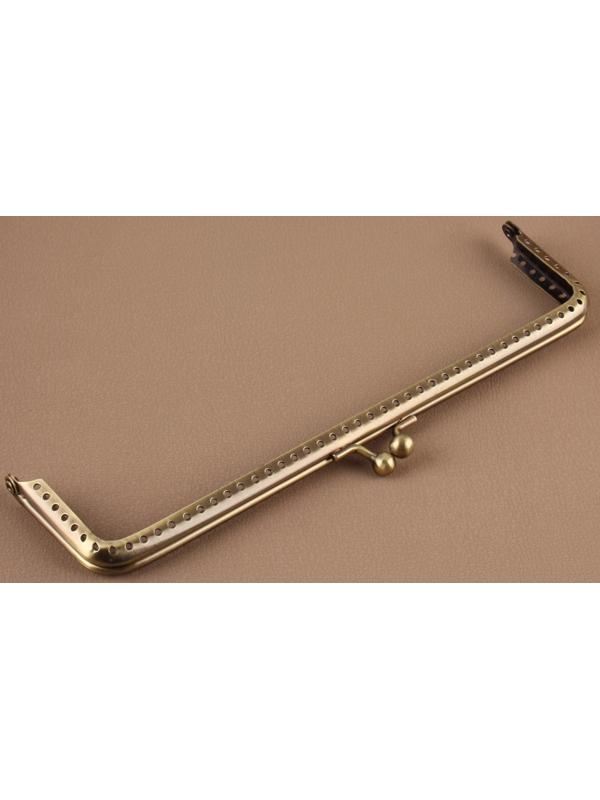 Фермуар пришивной «Прямоугольник», 20 × 6 см, цвет бронзовый