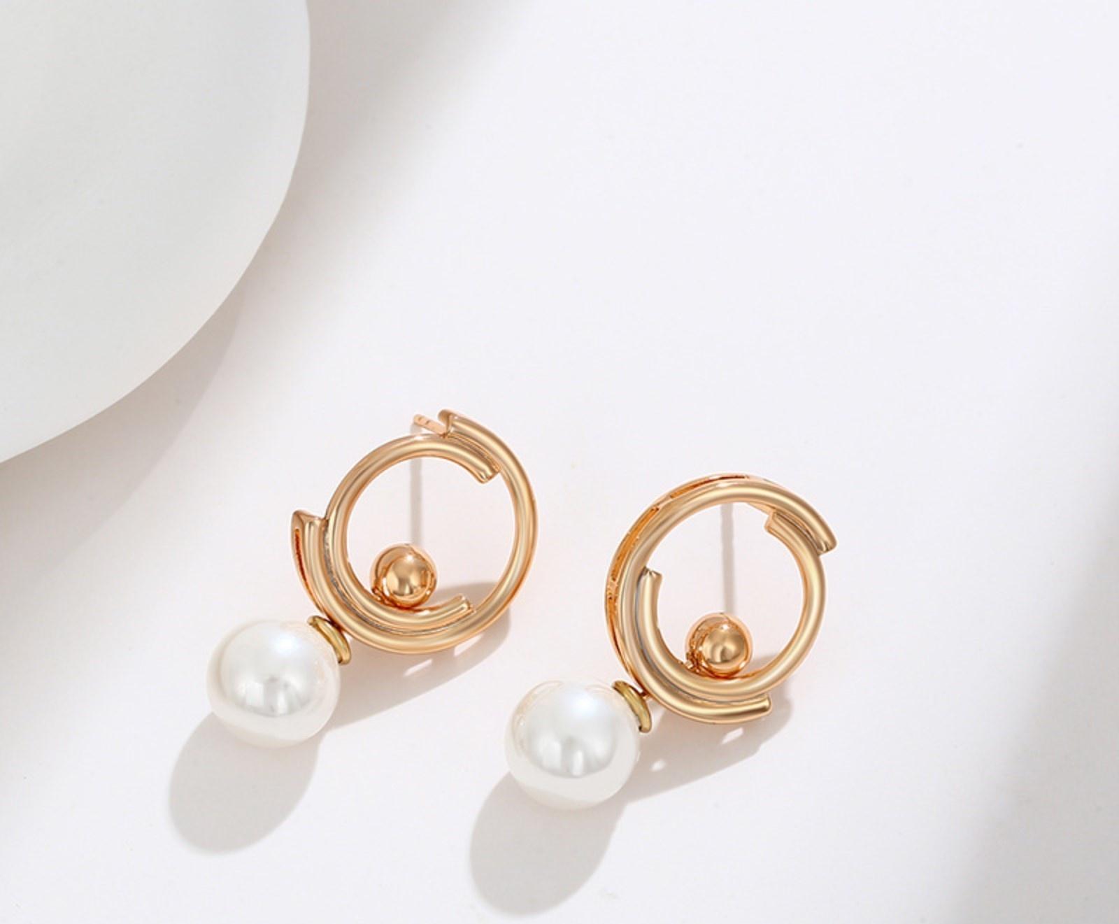 Серьги с жемчугом XUPING модерн, цвет белый в золоте