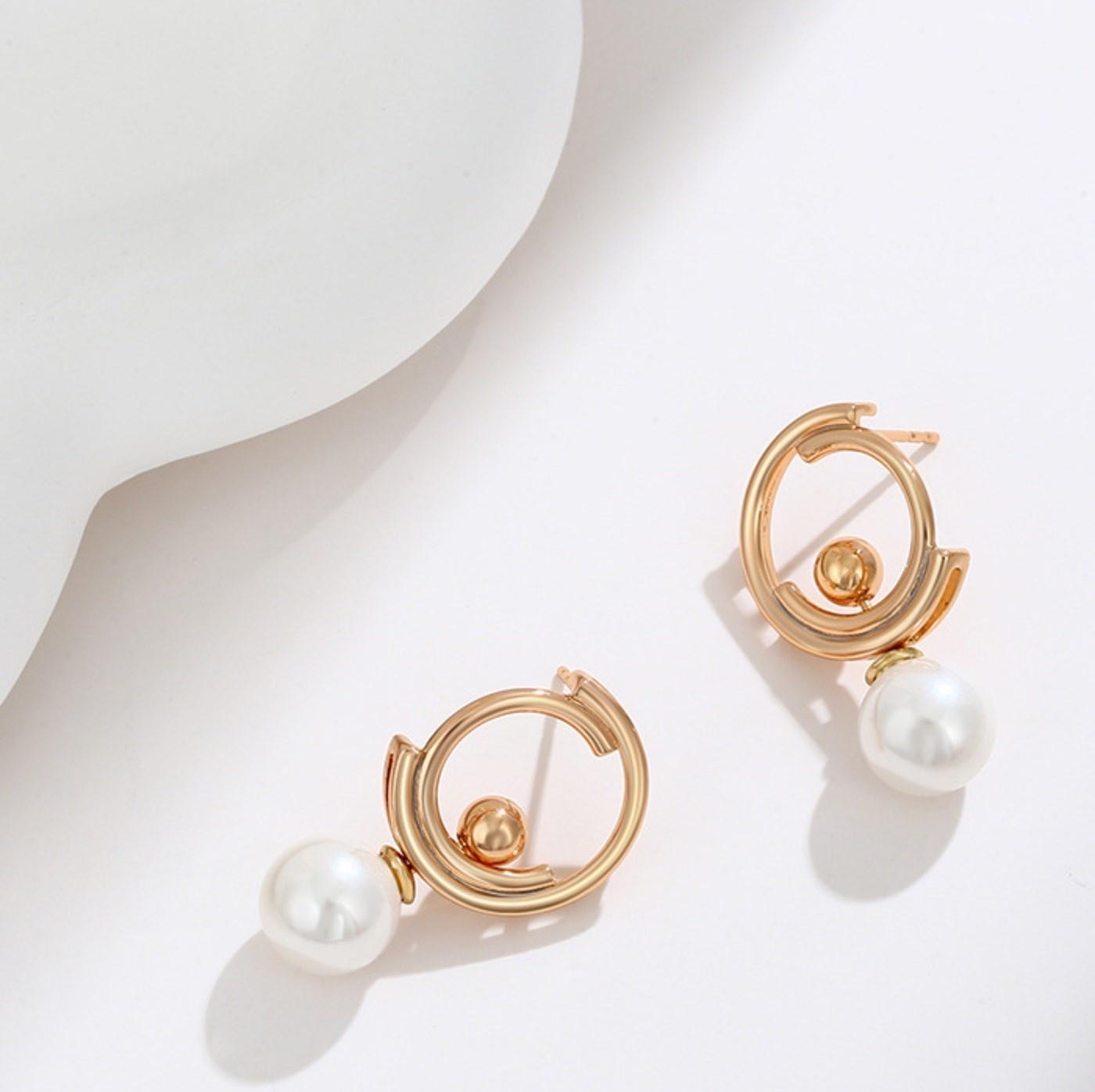 Серьги с жемчугом XUPING модерн, цвет белый в золоте