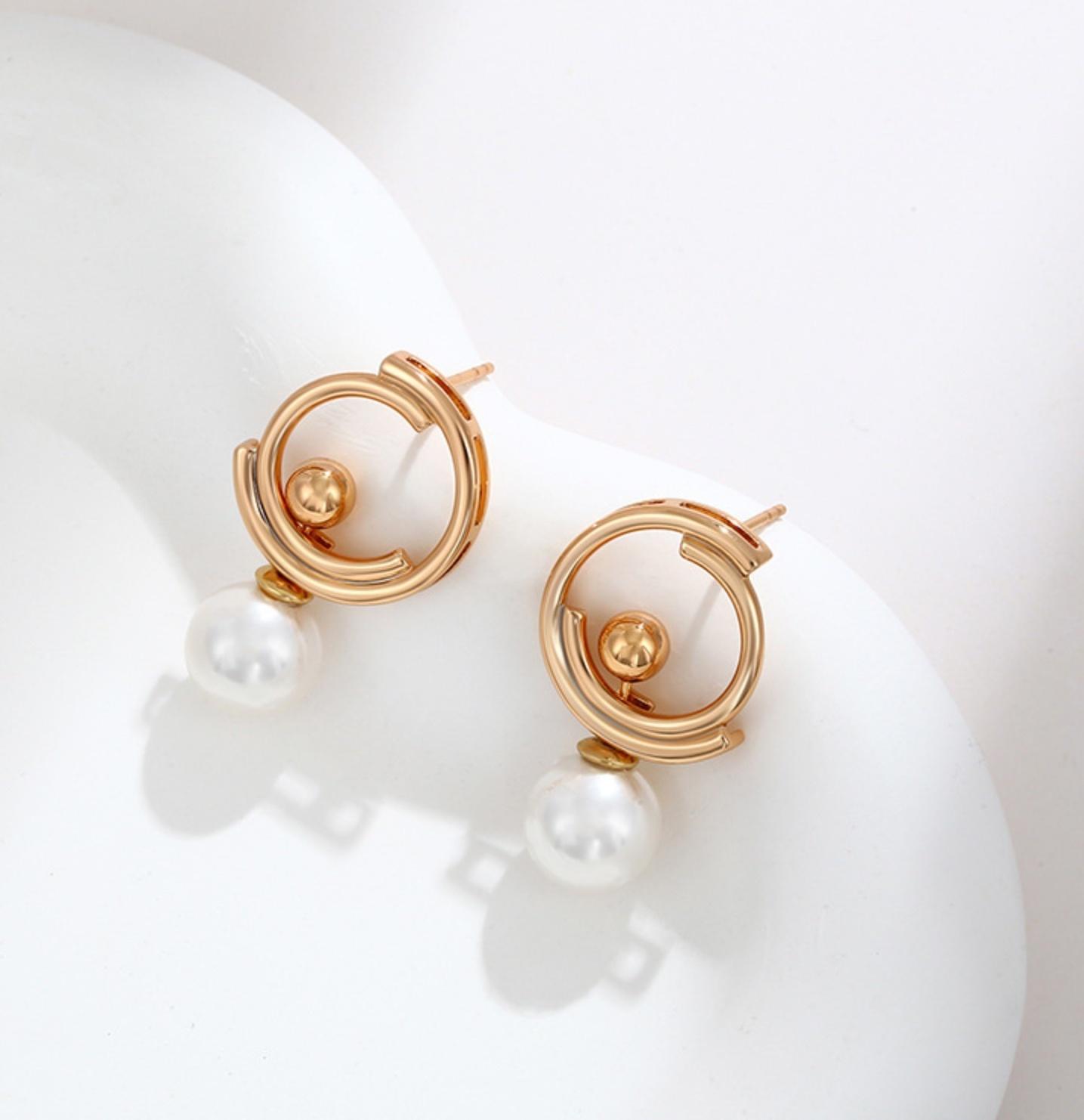 Серьги с жемчугом XUPING модерн, цвет белый в золоте