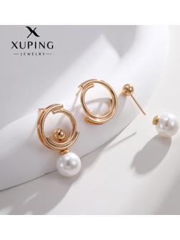 Серьги с жемчугом XUPING модерн, цвет белый в золоте