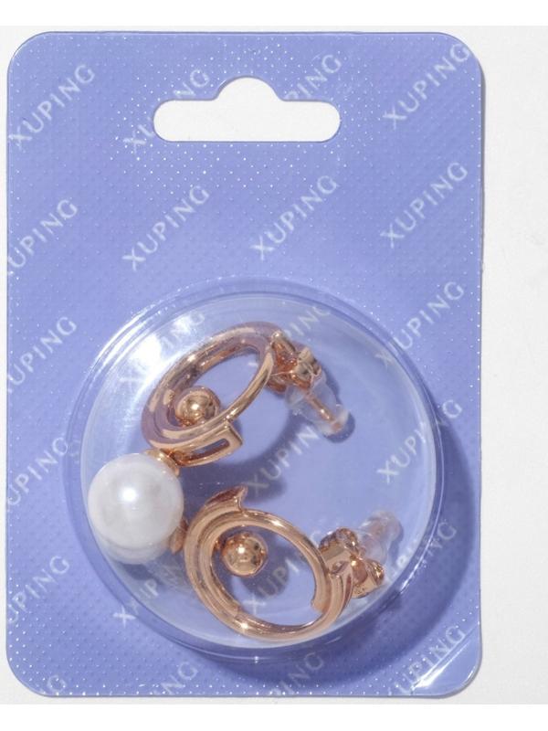 Серьги с жемчугом XUPING модерн, цвет белый в золоте