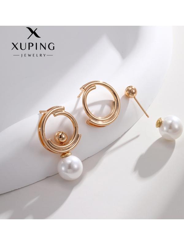 Серьги с жемчугом XUPING модерн, цвет белый в золоте