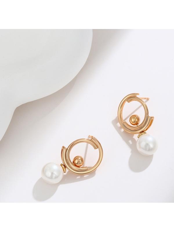 Серьги с жемчугом XUPING модерн, цвет белый в золоте