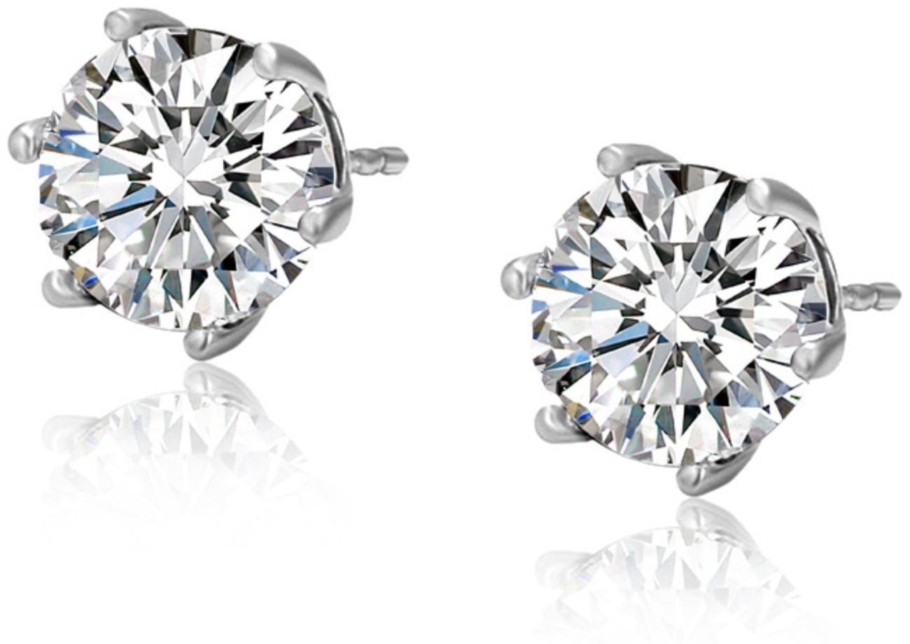 Серьги со стразами XUPING пусеты, цвет белый в серебре