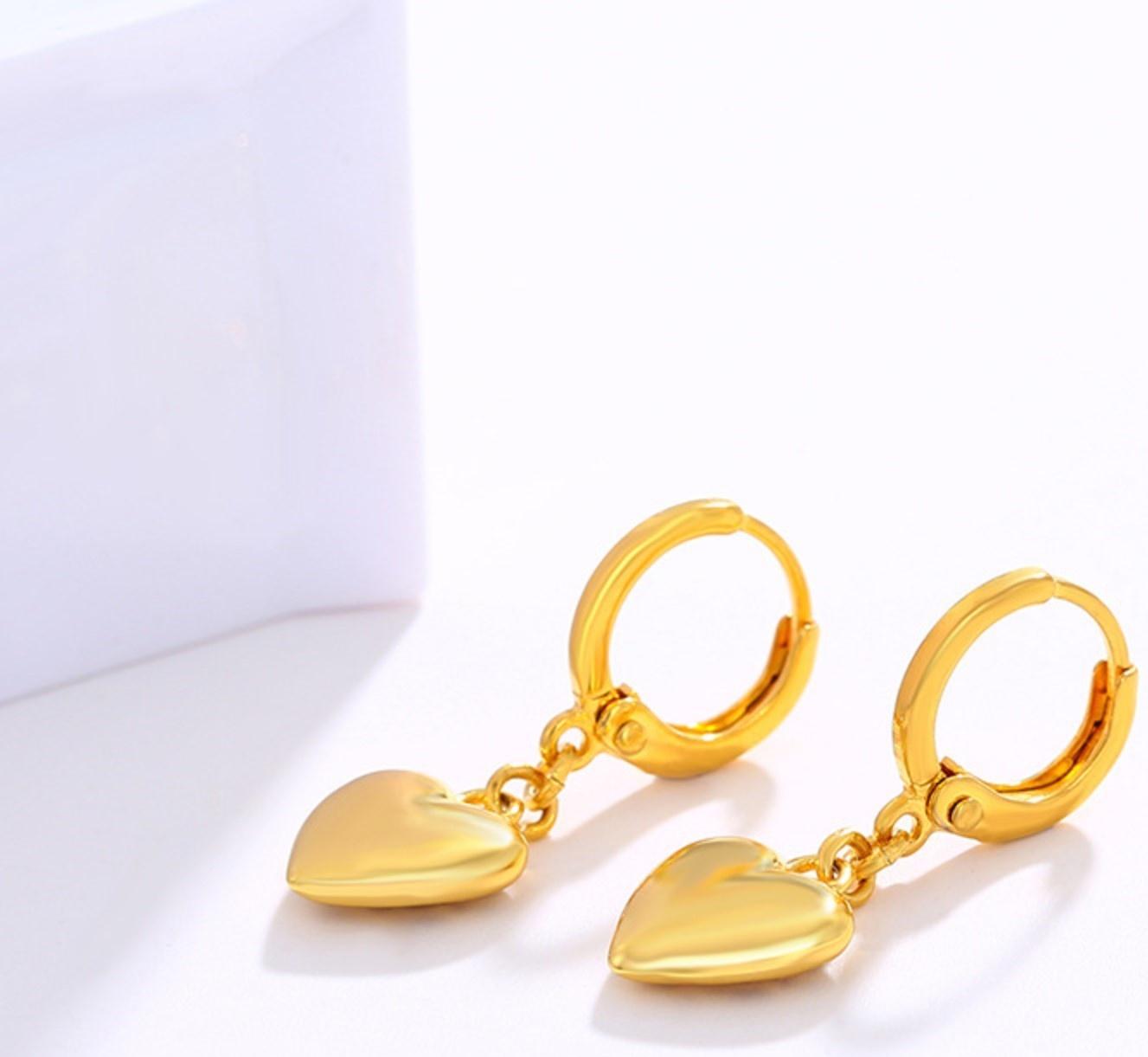 Серьги металл XUPING сердце, цвет золото
