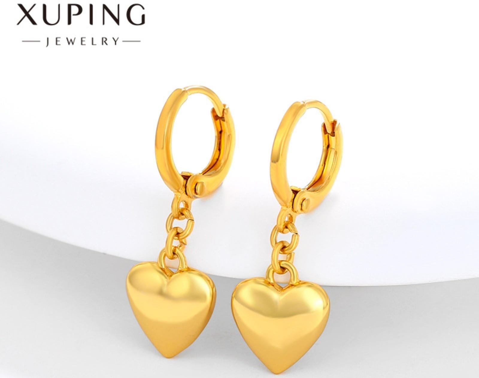 Серьги металл XUPING сердце, цвет золото