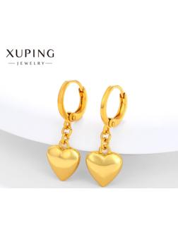 Серьги металл XUPING сердце, цвет золото