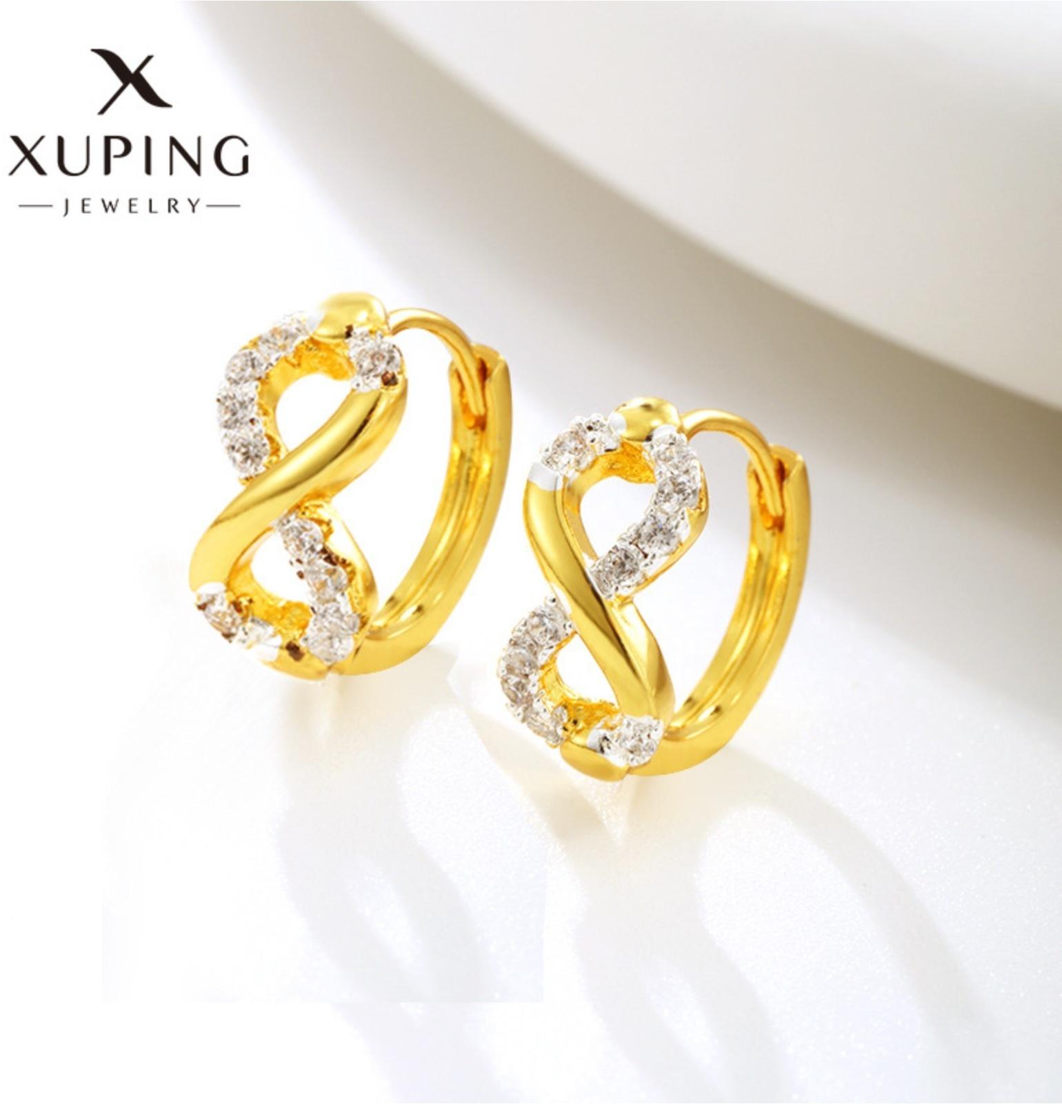 Серьги-кольца XUPING бесконечность, цвет  белый в золоте