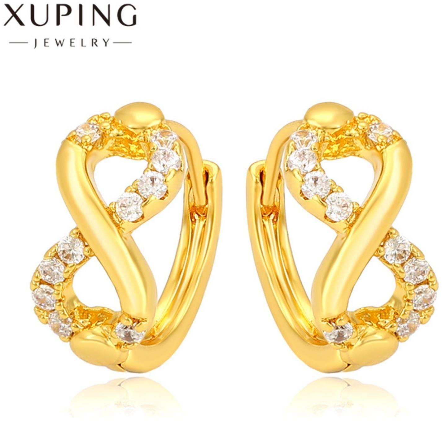 Серьги-кольца XUPING бесконечность, цвет  белый в золоте
