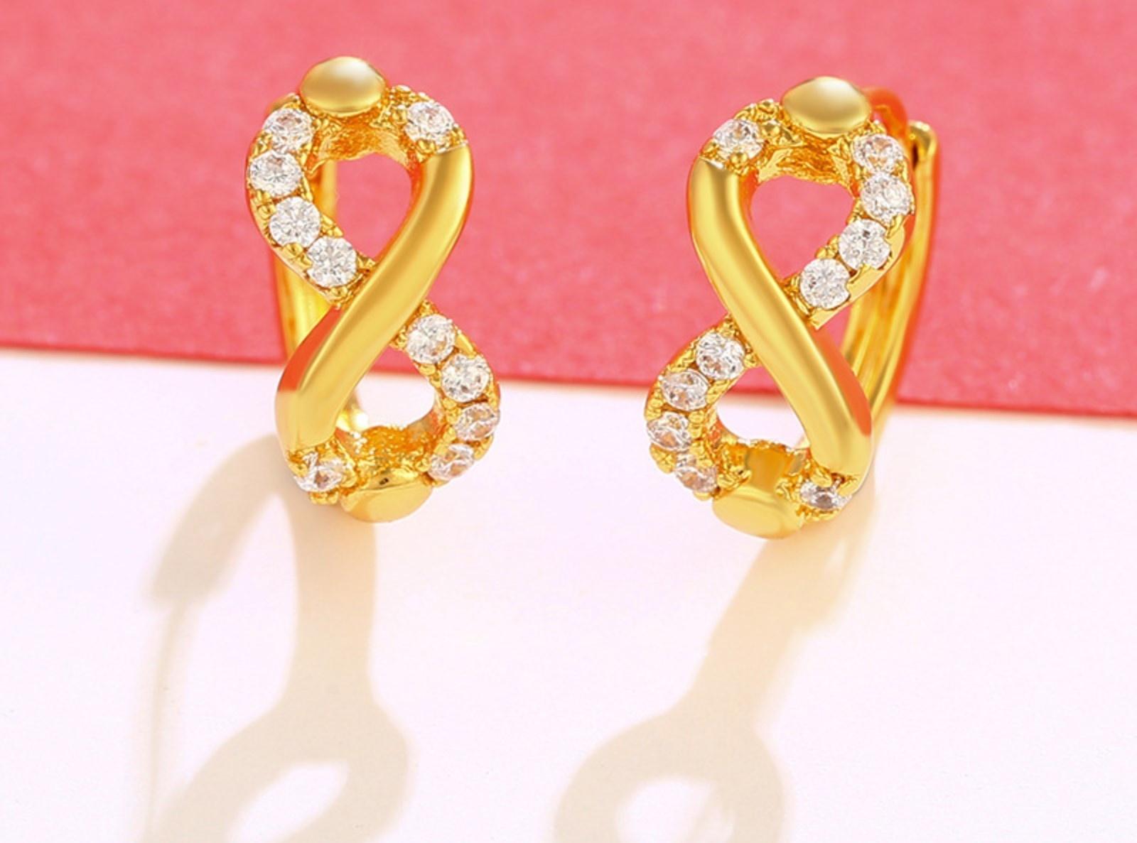 Серьги-кольца XUPING бесконечность, цвет  белый в золоте