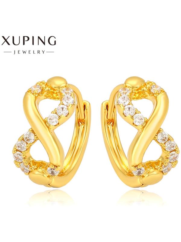 Серьги-кольца XUPING бесконечность, цвет  белый в золоте