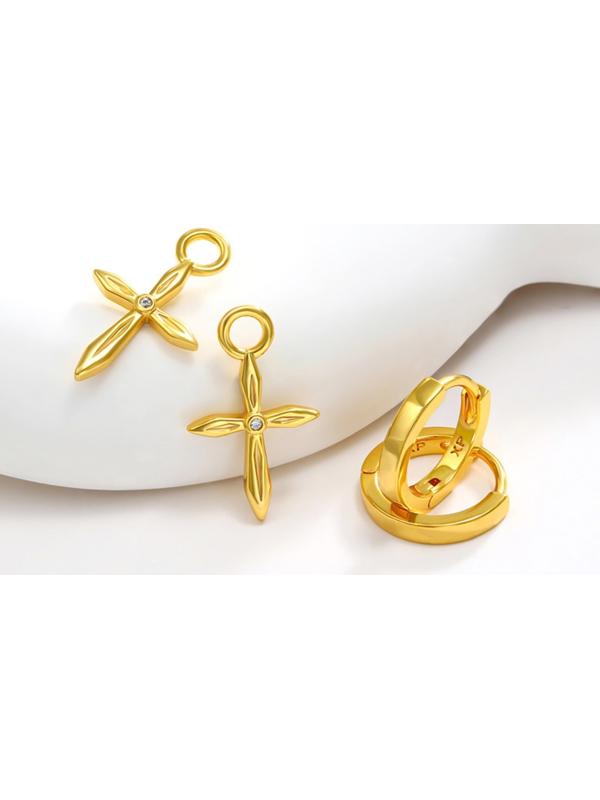 Серьги со съёмным элементом XUPING крест, цвет белый в золоте