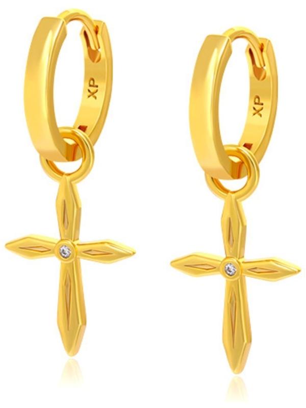 Серьги со съёмным элементом XUPING крест, цвет белый в золоте