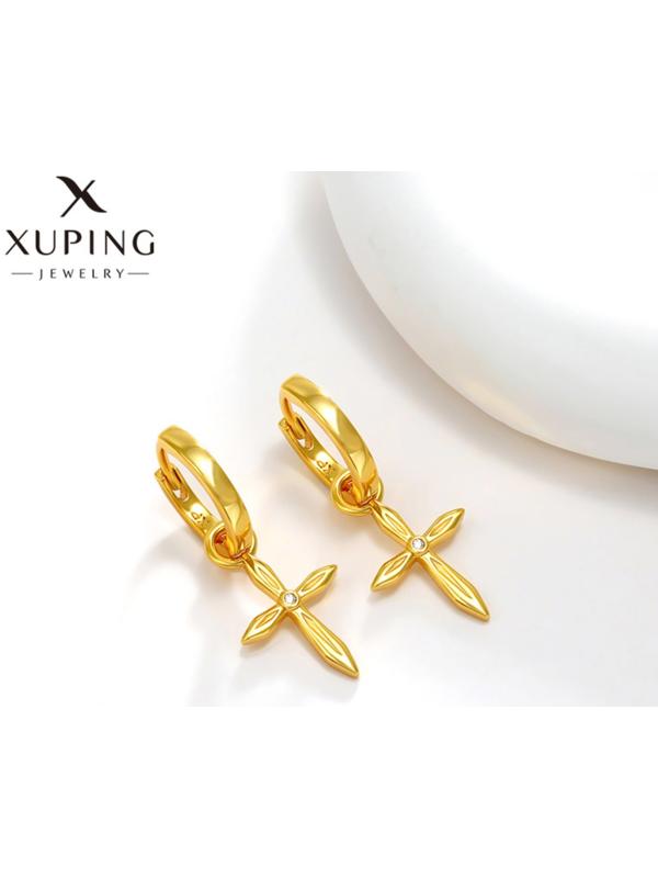 Серьги со съёмным элементом XUPING крест, цвет белый в золоте