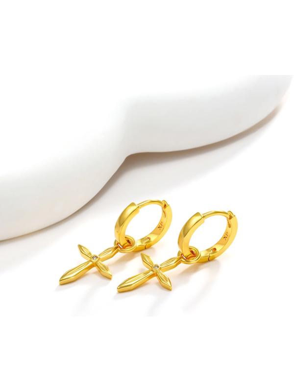 Серьги со съёмным элементом XUPING крест, цвет белый в золоте