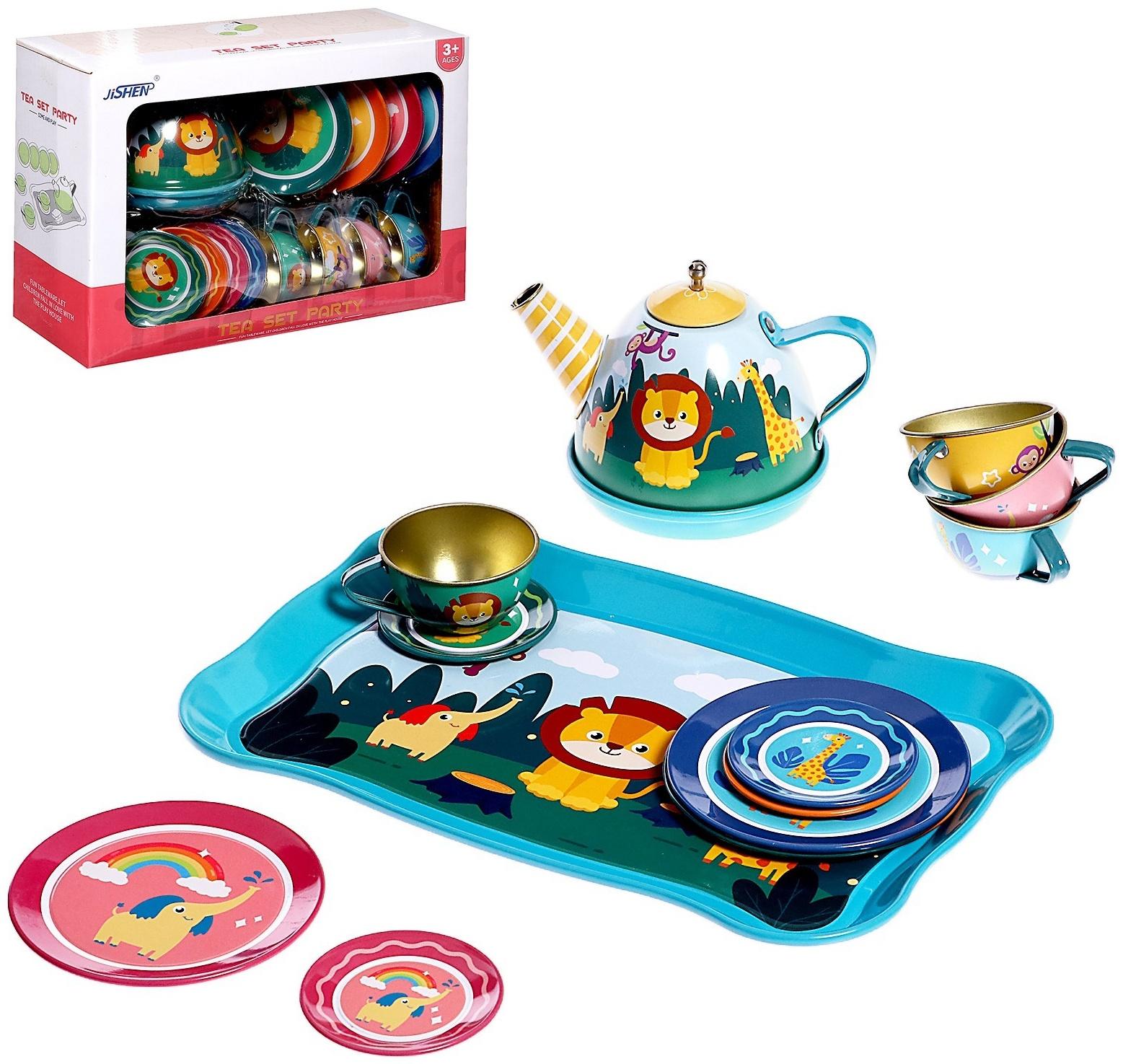 Набор металлической посуды «Зверята», 14 предметов, цвет МИКС