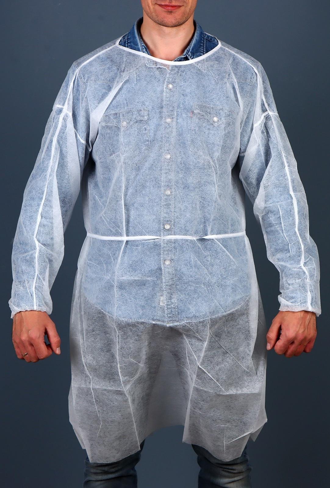 Халат хирургический с рукавами на резинках,с завязками - 25 г/м2 длина 140 см размер 52-54