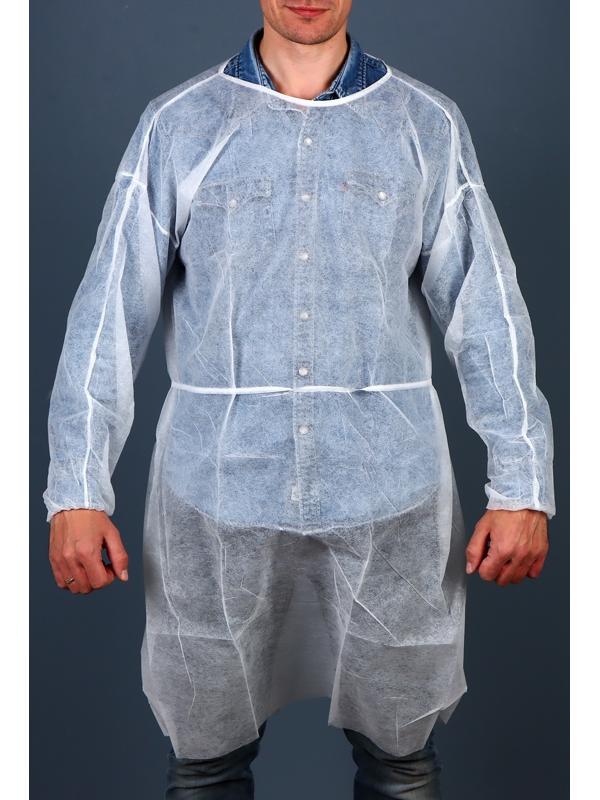 Халат хирургический с рукавами на резинках,с завязками - 25 г/м2 длина 140 см размер 52-54