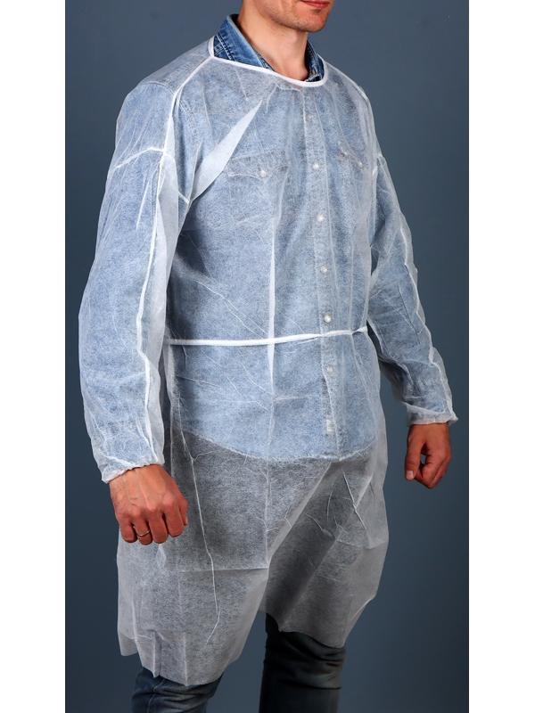 Халат хирургический с рукавами на резинках,с завязками - 25 г/м2 длина 140 см размер 52-54