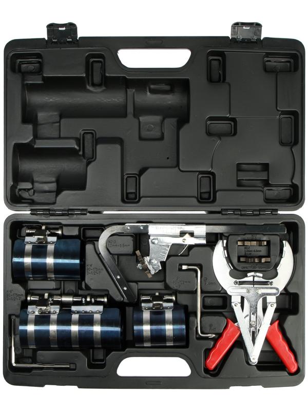 Набор для установки поршней ТУНДРА, оправки 53-175 мм, клещи для установки колец и очистки