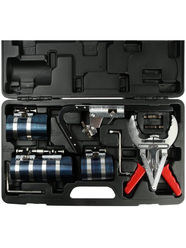 Набор для установки поршней ТУНДРА, оправки 53-175 мм, клещи для установки колец и очистки