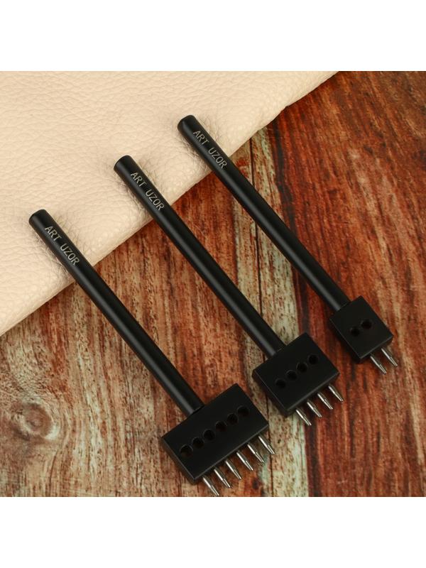 Набор строчных круглых пробойников для кожи, шаг = 5 мм, 3 шт, цвет чёрный