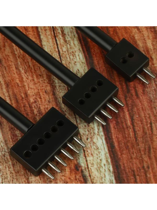 Набор строчных круглых пробойников для кожи, шаг = 5 мм, 3 шт, цвет чёрный