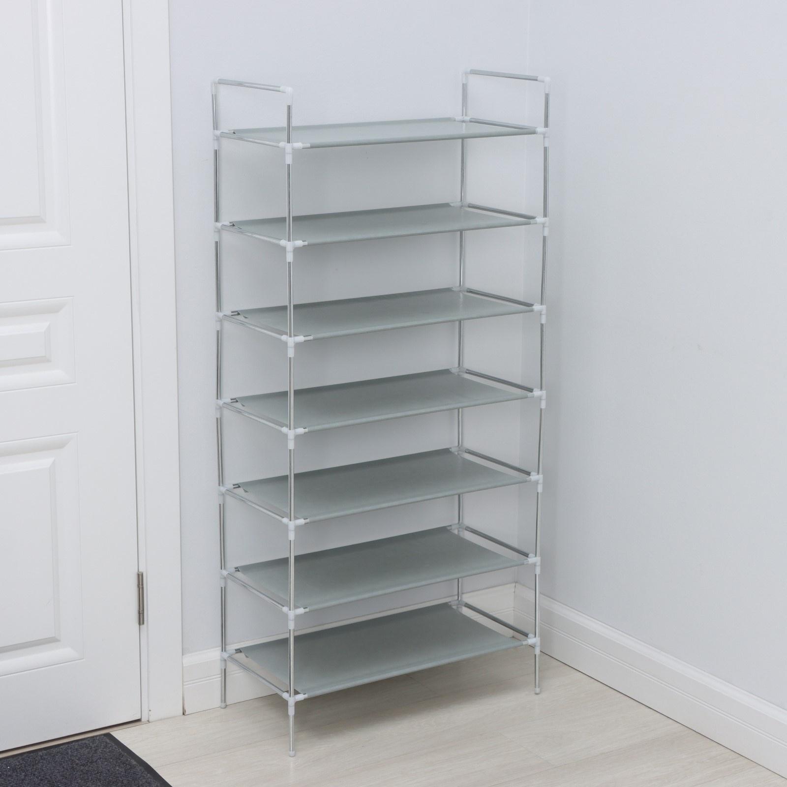 Полка для обуви LaDо́m, 7 ярусов, 60×30×120 см, цвет серый