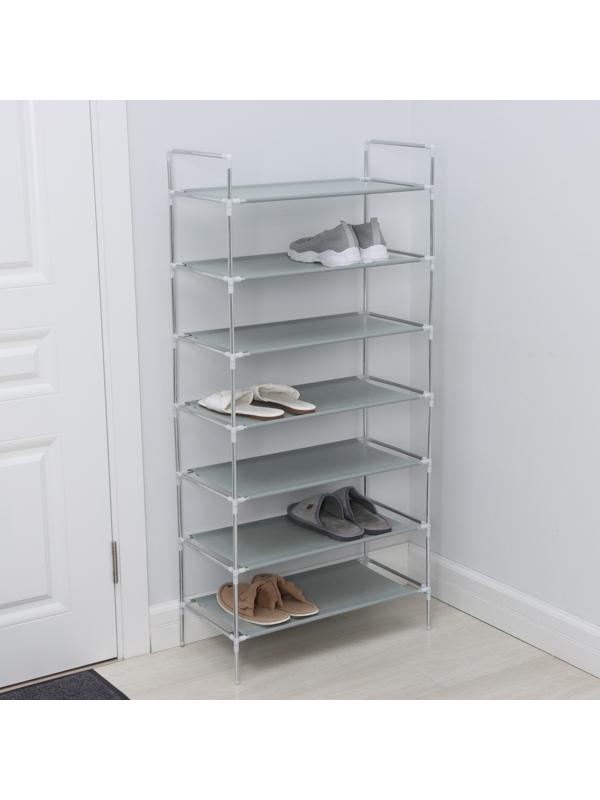 Полка для обуви LaDо́m, 7 ярусов, 60×30×120 см, цвет серый