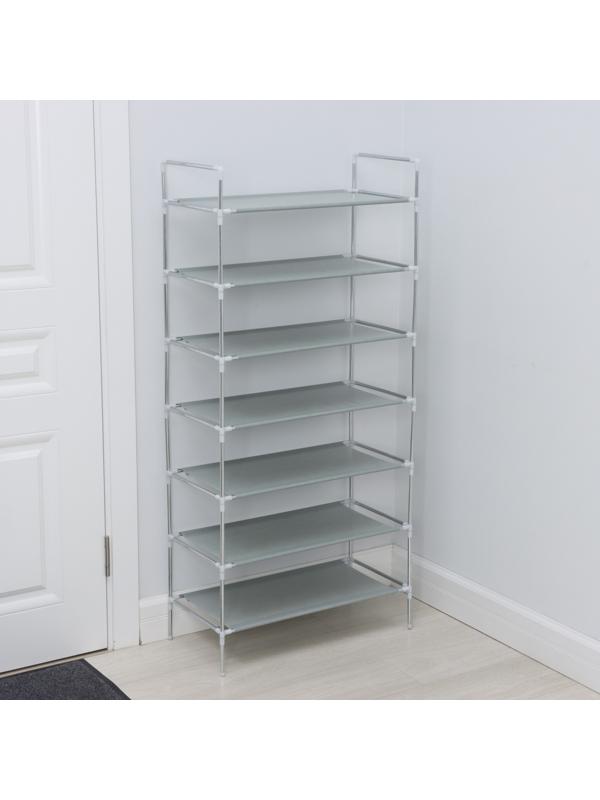 Полка для обуви LaDо́m, 7 ярусов, 60×30×120 см, цвет серый