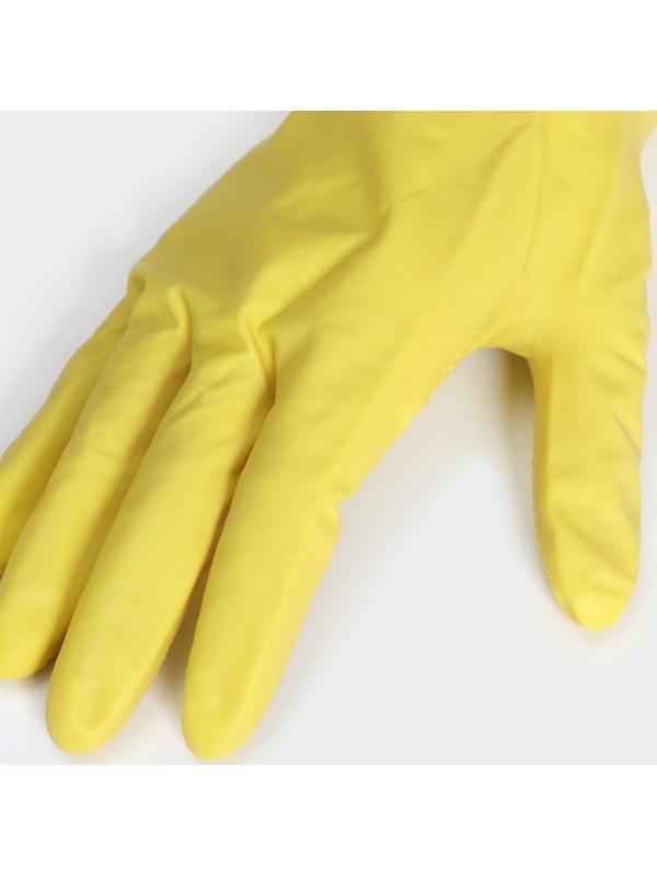 Перчатки хозяйственные латексные Доляна, размер M, 30 г, ХБ напыление, цвет жёлтый