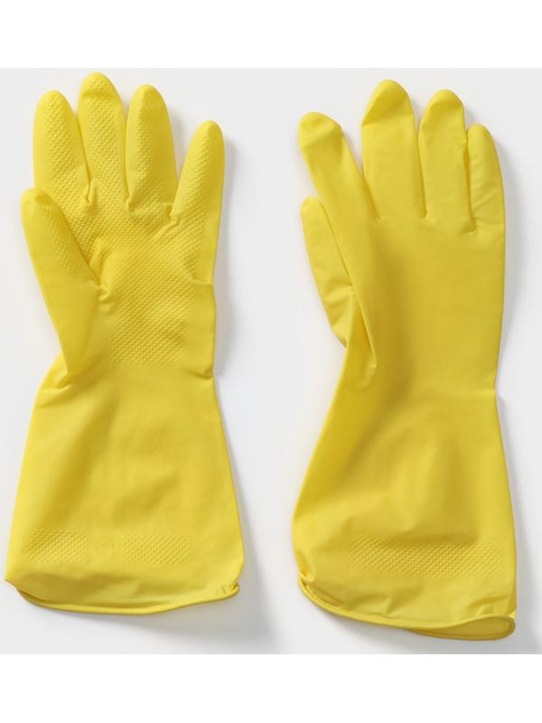 Перчатки хозяйственные латексные Доляна, размер XL, 35 г, ХБ напыление, цвет жёлтый