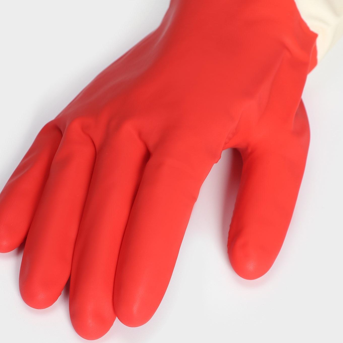 Перчатки хозяйственные плотные Доляна, латекс, размер S, 44 г, цвет красный